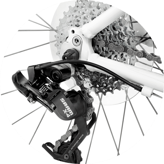 8 versnellingen woom sram derailleur cassette kinderfiets lichtgewicht