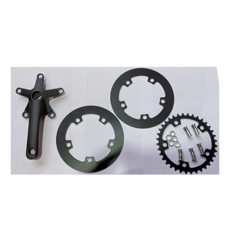 Crankset 137mm 36T dubbele ketting rand. (streamliner crankset) 2 Crankset 137mm 36T dubbele ketting rand. (streamliner crankset) - Afbeelding 2